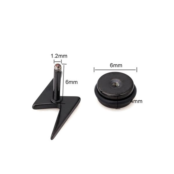 High Quality Vintage Punk Black Titanium Steel Earrings Cool Lightning Small Stud Earrings for Men and Women