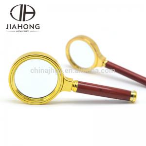 Wooden Custom 4X  6X 10X Handheld Reading Magnifier For Reading Antique Plating