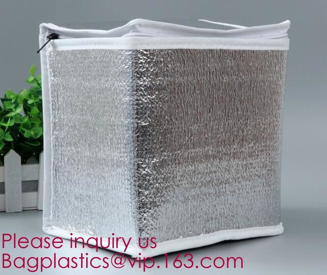 Custom Packing Aluminum Foil Zip-Lock Grocery Handle Thermal Insulation Cooler Bag For Outdoors,Promotional Insulated La