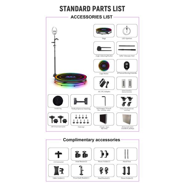 Automatic Video Photo Booth Spinning Photo Booth With Ring Light For Wedding