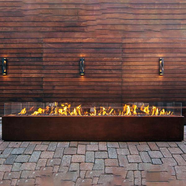 Quality 1500mm Rectangular Metal Fire Pit Heater Corten Steel Modern Aesthetic for sale
