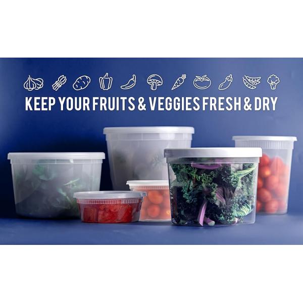 Storage Containers With Airtight Leak Proof Lids - Washable And Reusable - Recyclable BPA-Free - Microwave, Fridge