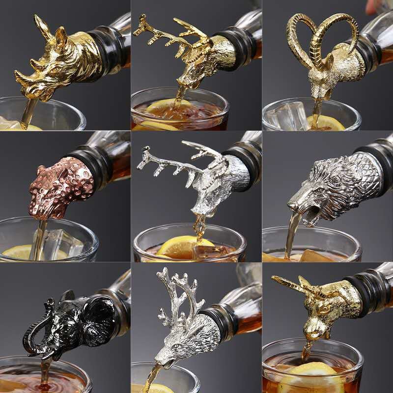 Custom Metal Wine Bottle Pourer Animal Shape Zinc Alloy Material