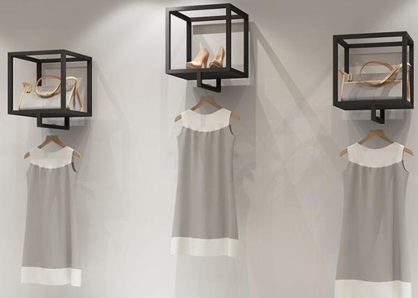 Quality Customized Square Black Matt Clothes Display Stand / Retail Clothing Display Racks for sale