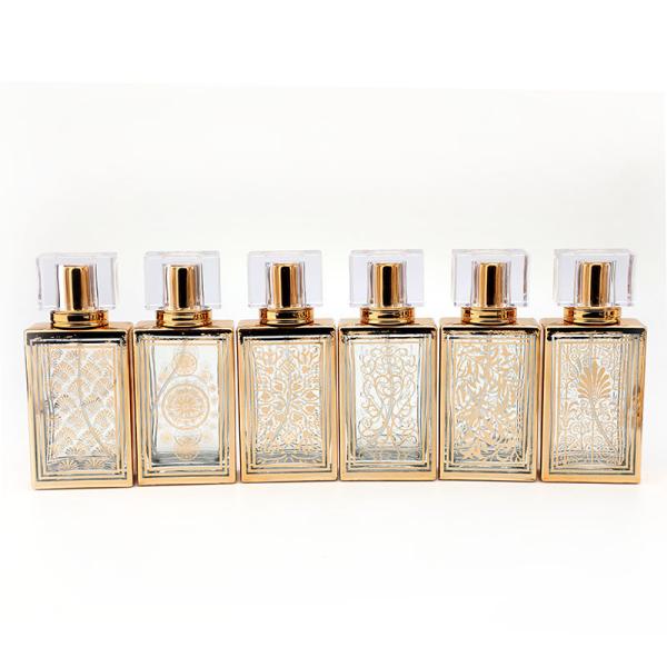 50ml Electroplated Square Perfume Bottle Subpackage Empty Bottle Wholesale Glass Bottle Perfume Spray Glass Bottle