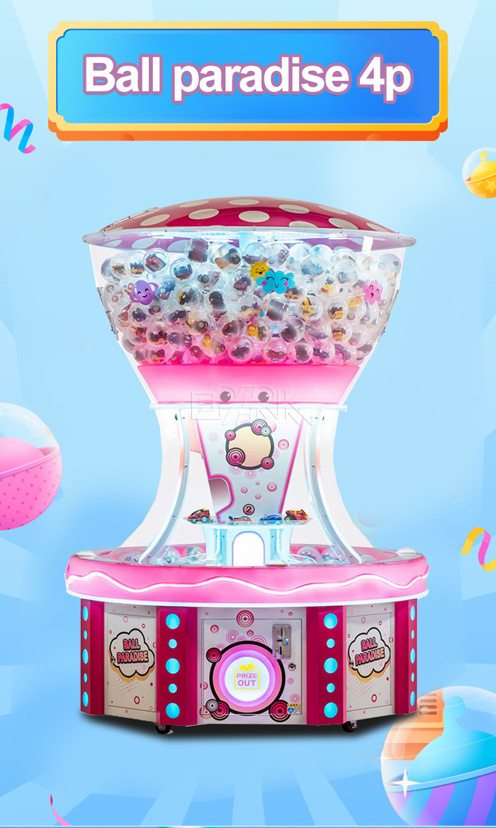 Indoor Toy Store Coin Operated Ball Paradise 4 Player Capsule Game Machine