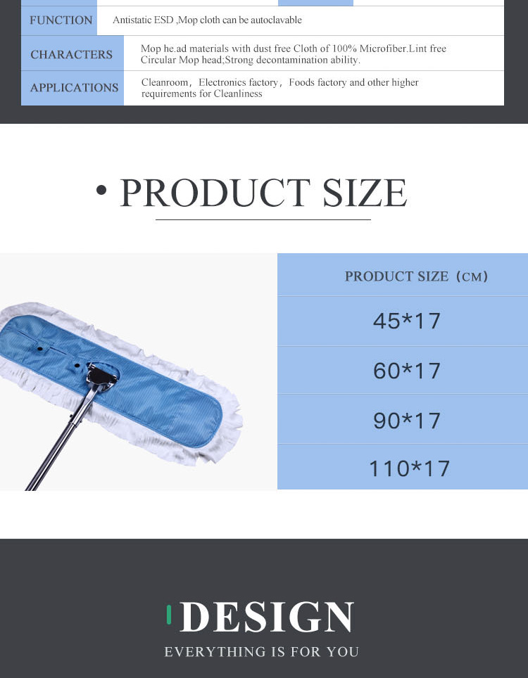 60*17cm Clean Room Mops Anti Static With Easy To Change And Fix The Mop Head
