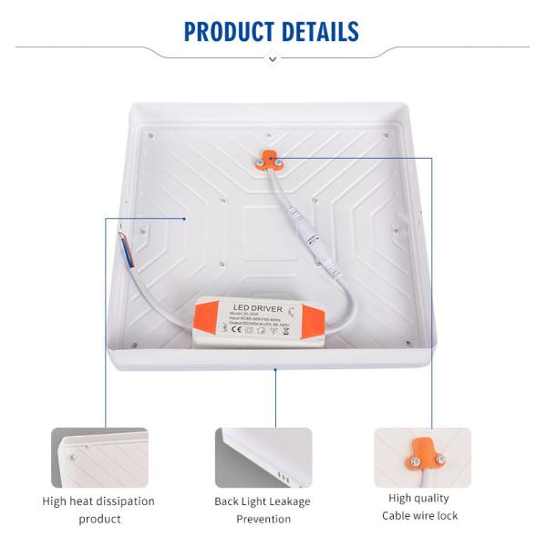Aluminum Frameless IP44 Square Surface 18W 24W 36W 48W Led Panel Light