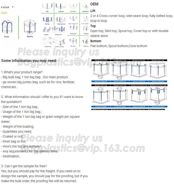 customizable PP u-panel baffle big bag /coated white woven PP jumbo bag/ventilated 4 panel baffle bag/all colors availab