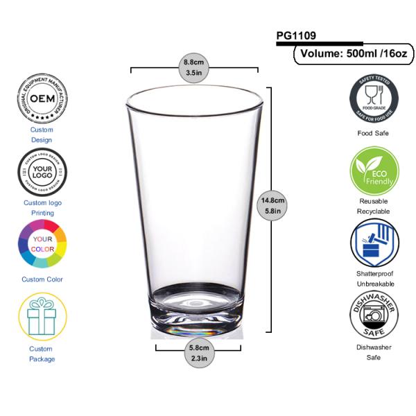 Party Plastic Beer Glasses Pilsner Mugs Biodegradable OEM ODM