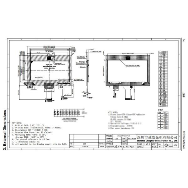 850 Luminance TFT LCD Capacitive Touchscreen Sunlight Readable