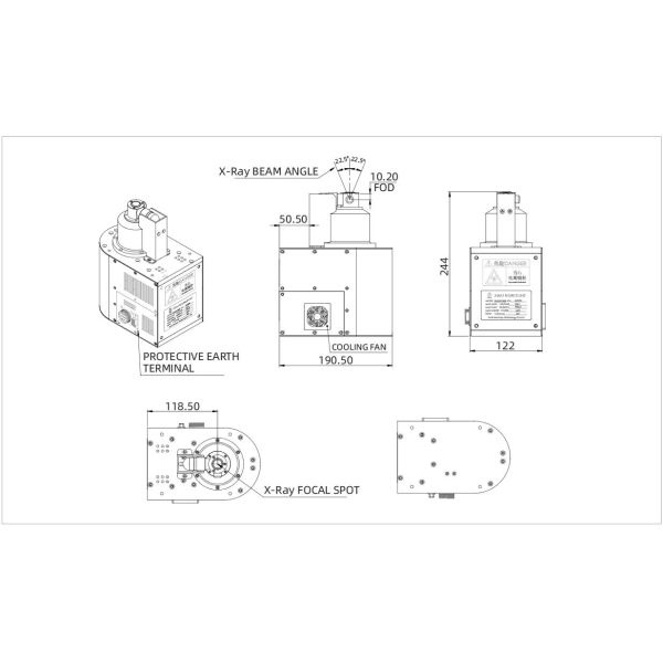 footprint-90kV-Microfocus-X-ray-Source Integrated Closed Tube Microfocus X Ray Source 90kV 5um