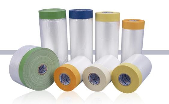 Disposable car protection pre-taped paint plastic masking film, PE material soft hardness protective plastic masking fi