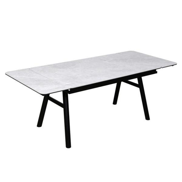850mm Width Expandable Rectangle Dining Table Extendable Glass Top Dining Table With Iron Base