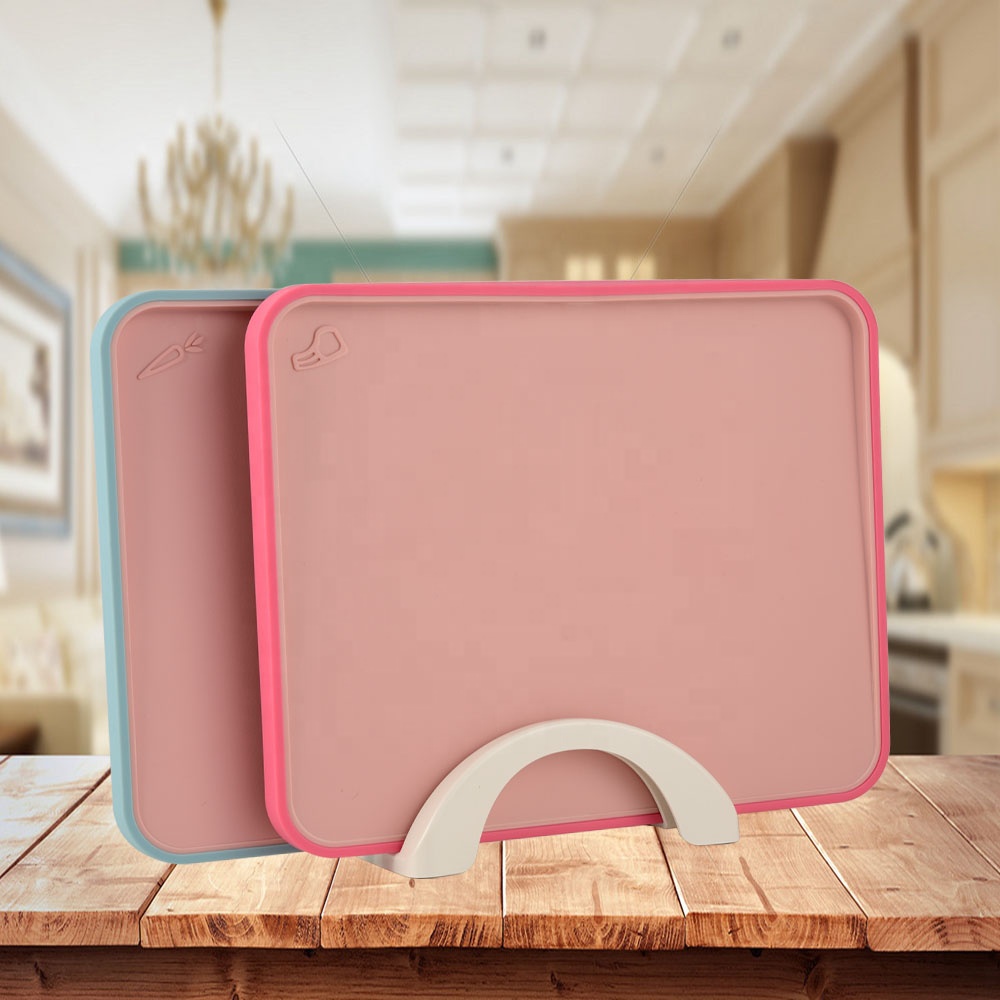 Custom Colored PP Chopping Blocks With Tray Index Plastic Cutting Board Set Large Size