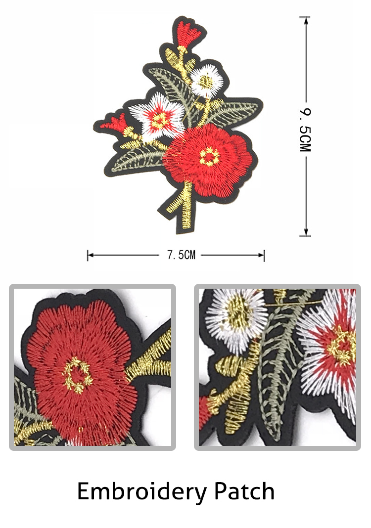 Factory Custom Style Embroidery Patch, Flower Embroidery Patch#C10018