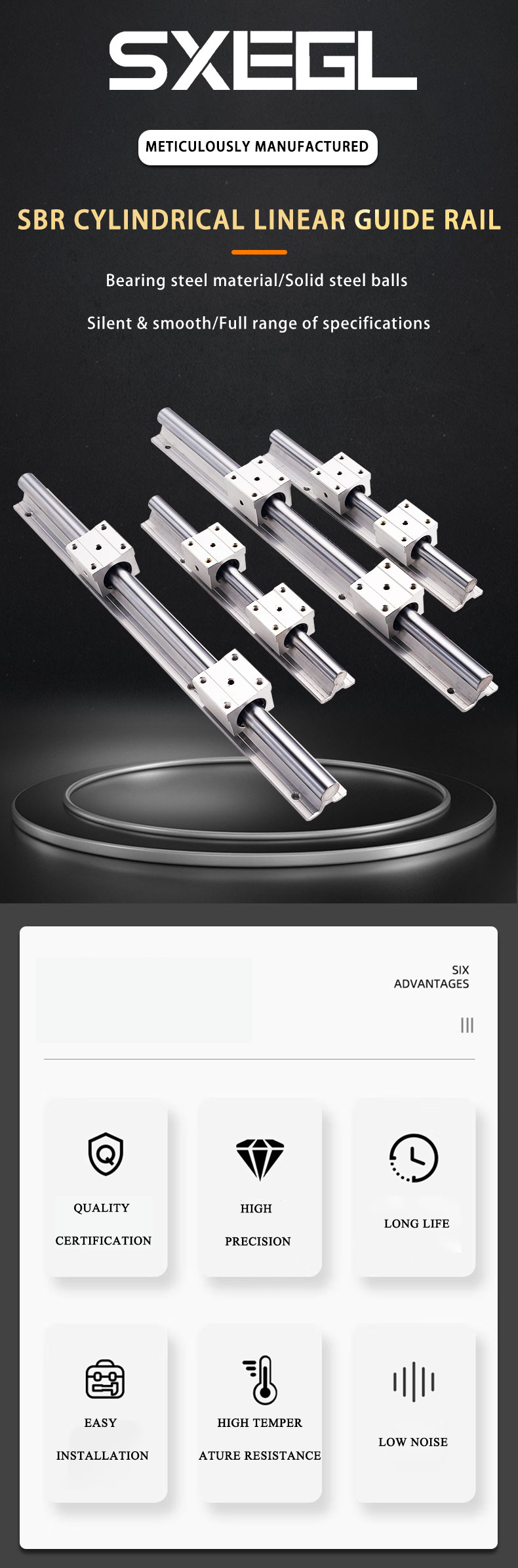 Double Axis Linear Roller Rail SGR SGB Linear Guide Rail High Efficiency Low Noise