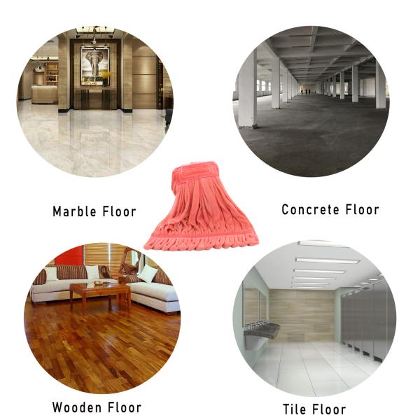 11oz Floor Mopping Cloth 220gsm Small Size Red Loop End Microfiber Tube Mop Head