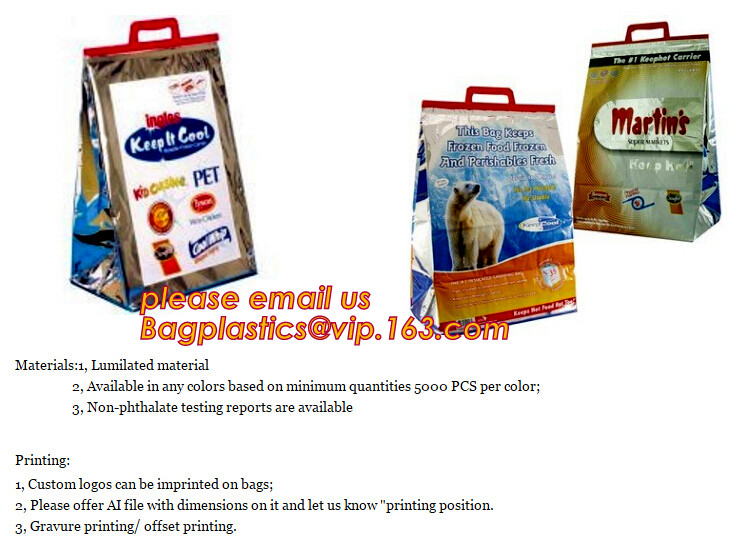 Custom Packing Aluminum Foil Zip-Lock Grocery Handle Thermal Insulation Cooler Bag For Outdoors,Promotional Insulated La