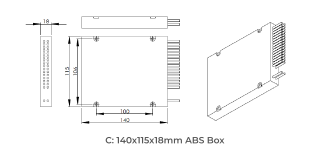 8 Channels 1470 to 1610nm With 1310nm Port LC/UPC Dual Fiber CWDM MUX DEMUX ABS BOX