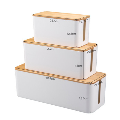 Plastic White Bamboo Style Cable Management Box Multifunction