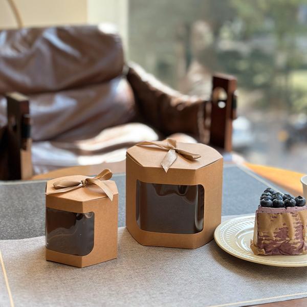 Quality Custom Hexagonal Kraft Paper Gift Box with Window Display for sale