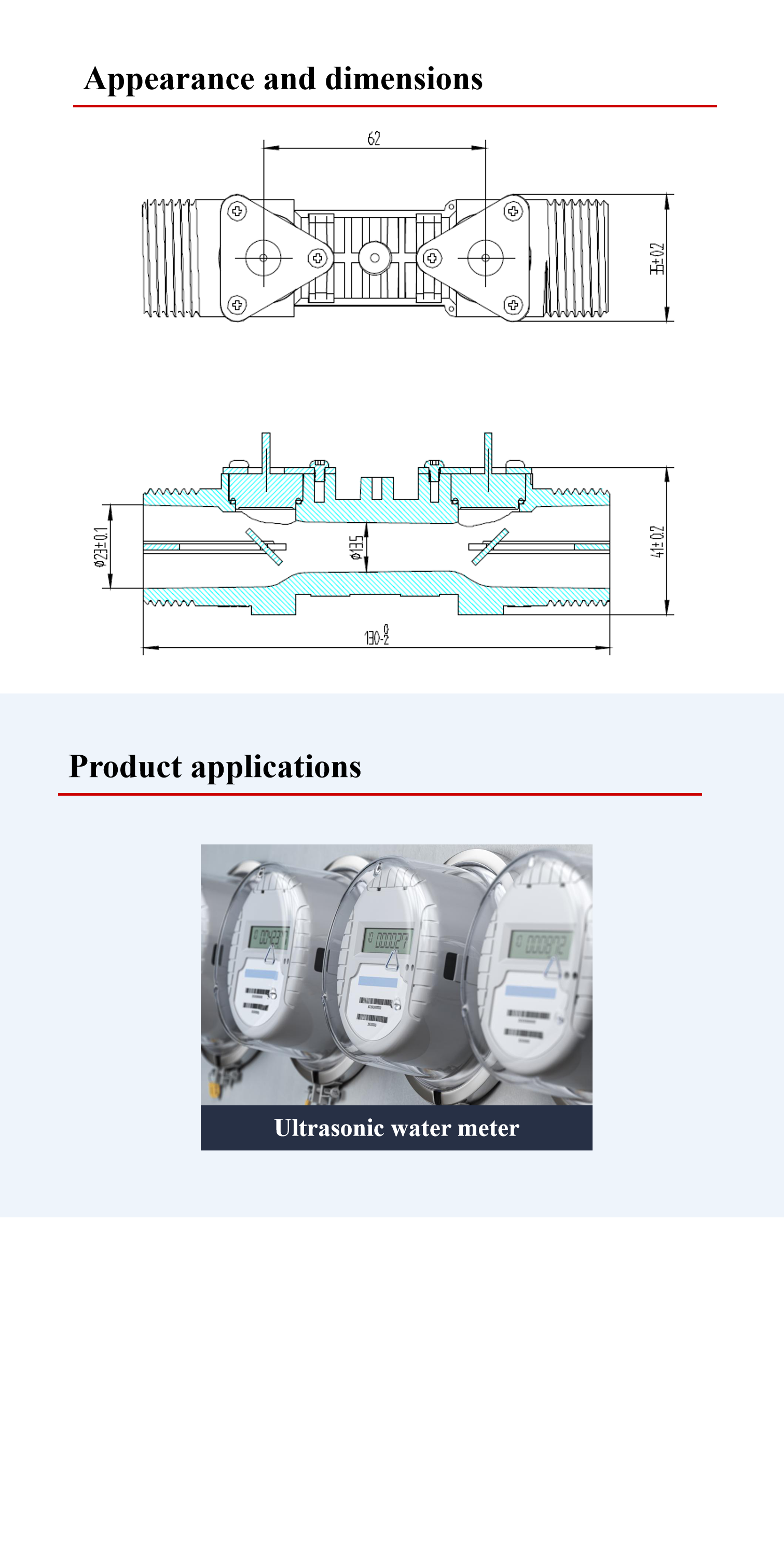 DN20 Ultrasonic Flow Transducer pipe segment type For Flow Measurement