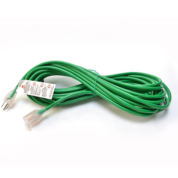 250V Rated 12/3 50 ft Waterproof Heavy Duty Extension Cord with Lighted Indicator End Bared Stranded Cooper Conductor
