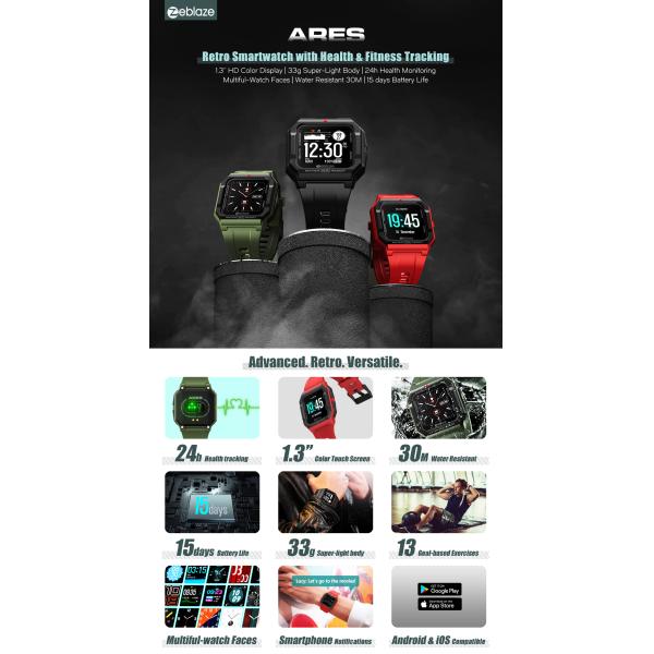 Bluetooth 5.0 170mAh Zeblaze Smart Watch , Zeblaze Ares Long Standby