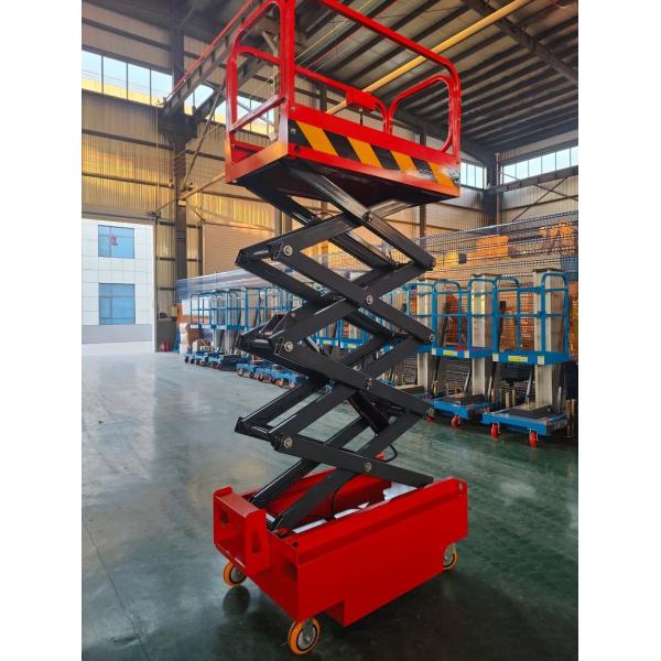 Manual Moving Battery Lift Up And Down Scissor Aerial Work Platform
