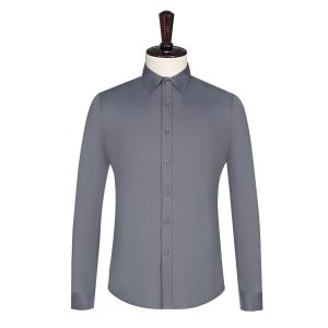 China Breathable Material Men's Formal Dress Shirt in Gray with Long Sleeves and Slim Fit wholesale