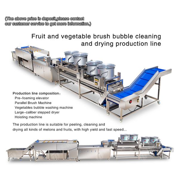 Fruit and vegetable brush bubblecleaning and drying production line Fruit Vegetable FOOD processing production Machine
