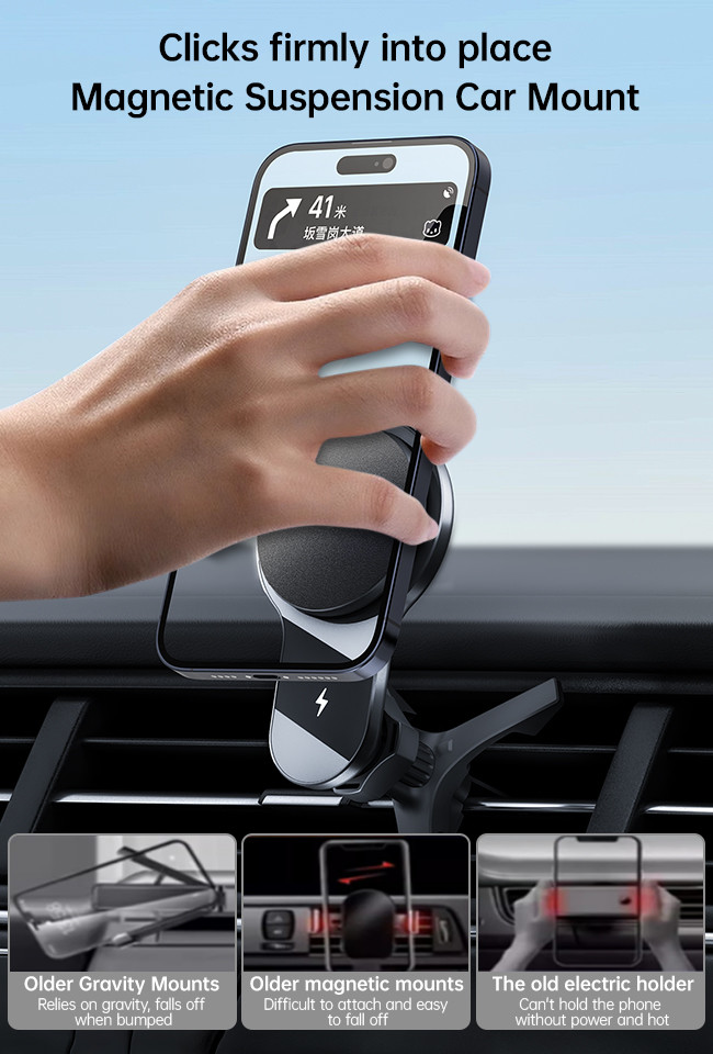 Ultra Thin Fan Cooling Magsafe Wireless Car Charger Q2 Customizable