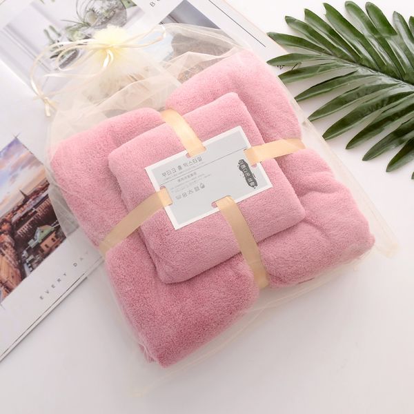 Home Hostel density Coral Velvet Bath Towel Set Soft and Absorbent with Plain Lace