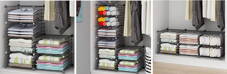 4 Tier Portable Double Partition Steel Clothes Rack Within Wardrobe