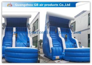 Blue Color Inflatable Water Slides For Adults , Inflatable Swimming Pool Water Slide