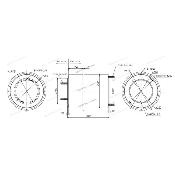 Low Temperature Integrated CAN Bus Slip Ring For Marine Crane 380VAC IP65