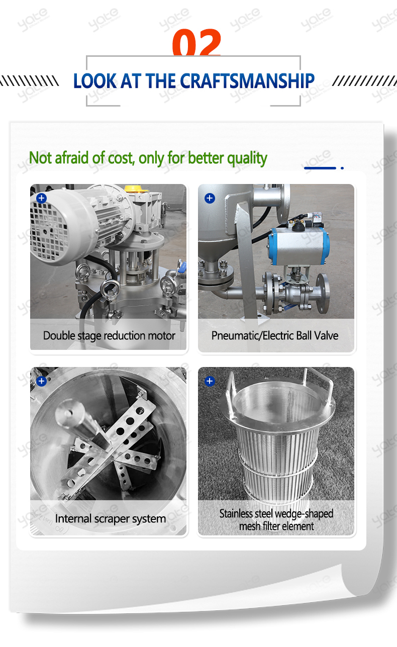 Mango Fruit Juice Solid Liquid Impurity Filter Machine with Automatic Internal Scraper and Self Cleaning Filter Housing