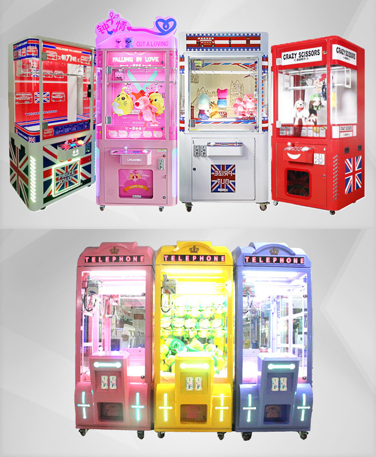 1 Player Coin Operated Crane Game Machine / Gift Vending Toy Claw Machine