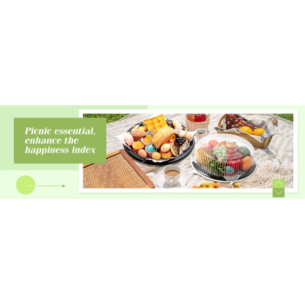 Disposable Catering Trays With Lids Serving Trays Black Plastic Round Platters With Clear Lids Deli Wax Paper