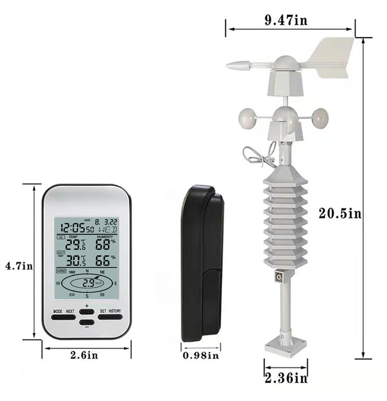 WS0232 LCD Digital Weather Station With Colour Display Humidity Range 20% To 90% Remote Viewing Data