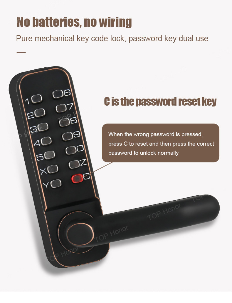 Courtyard Gate Mechanical Code Smart Sliding Door Lock Security With Single Latch Mortise