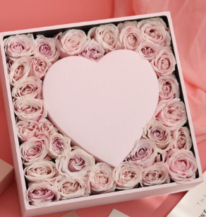 UV Coating Printing Large Flower Box Pink Pentagon Cardboard Rose Gift Box
