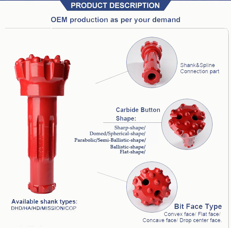Anti Rust DTH Drilling Tools 270mm Carbide Rock Drill Bits Wear Resistant