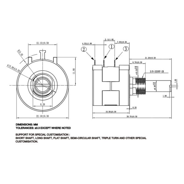 Rotary Wirewound Potentiometer 3590S