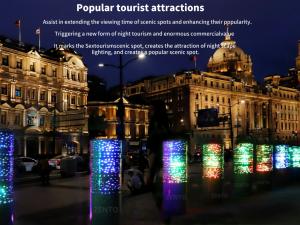 ZENTO Led Anti-Collision Stone Bollard Driveway Road Blocker Luminous Obstacle Ball Outdoor Guard Column With Pattern Shinning