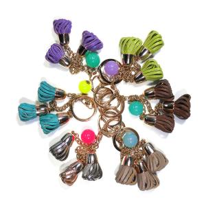 China Chorme Plating Leather Flower Keychain , Ladies Custom Leather Keychains on sale