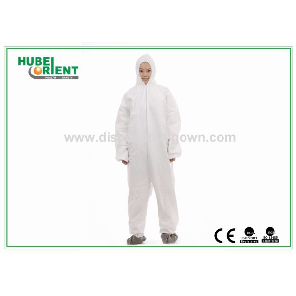 White Protective Disposable Coveralls With Both Hood And Feetcover For Protect Body From Pollution