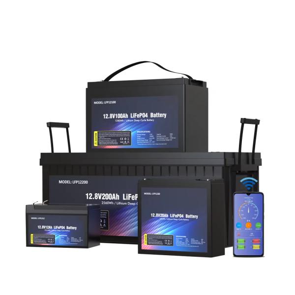 Quality Waterproof Mobile rV LiFePO4 Lithium Ion Camper Battery 12.8V Bluetooth BMS for sale