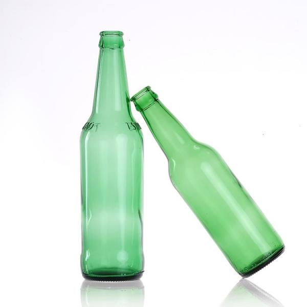 Quality Empty Amber Green Alcohol Glass Beer Bottles with Crown Caps for sale